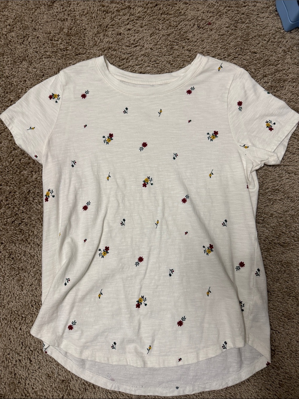 Old Navy Cream Short-Sleeve Tee with Red & Yellow Floral Print